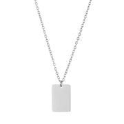 Custom Square Laser Engraved Pendant Necklace 925 Sterling Silver Identity Series